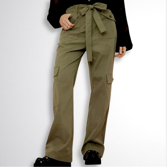 Vintage Pants - Belted Wide Leg Cargo Pants Sz. 28